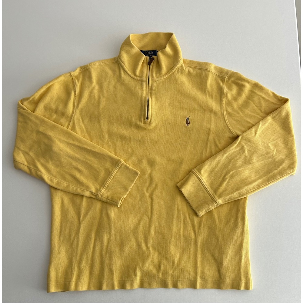 Polo Ralph Lauren Estate Rib Half‑Zip Cotton Pullover Sweater Yellow Men's M